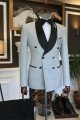 Fashion New Design Off white Double Breasted  Shawl Lapel Men Suits