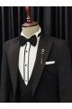 New Arrival Black Jaquard 3-Pieces Peaked Collar Wedding Men Suits