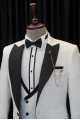 Stylish White 3-Pieces Wedding Men suits With Black Peaked Collar