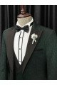 Dark Blue Stylish Peaked Collar 3-Pieces Jacquard Men Suits