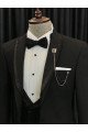 Special Design Black Wedding Men Suits With Sparkle Black Peaked Collar