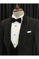 Cool Black Best Fitted Weding Men Suits With Special Jacquard Lapel