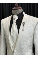 New Arrival White Jacquard 3-Pieces Wedding Men Suits With Special Lapel