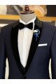 Clement New Arrival Dark Blue Splicing Shawl Lapel 3-Pieces Men Suits