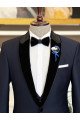 Clement New Arrival Dark Blue Splicing Shawl Lapel 3-Pieces Men Suits