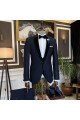 Clement New Arrival Dark Blue Splicing Shawl Lapel 3-Pieces Men Suits