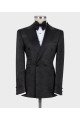 Daivd Black Jacquard Peaked Collar Double Breasted Men Suits