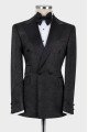 Daivd Black Jacquard Peaked Collar Double Breasted Men Suits