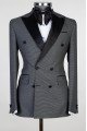 Bobby Dark Grey Stylish Double Breasted Peaked Collar Men Suits