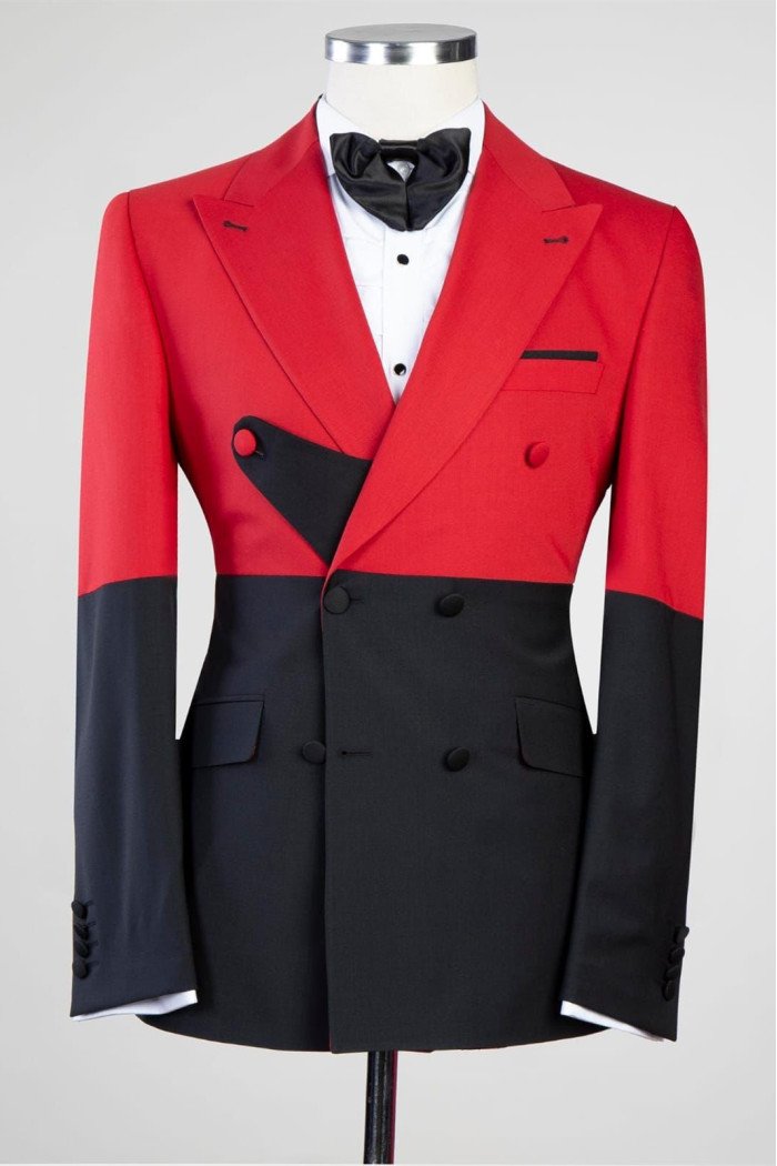 Red And Black Stylish Double Breasted Best Fitted Men Suits