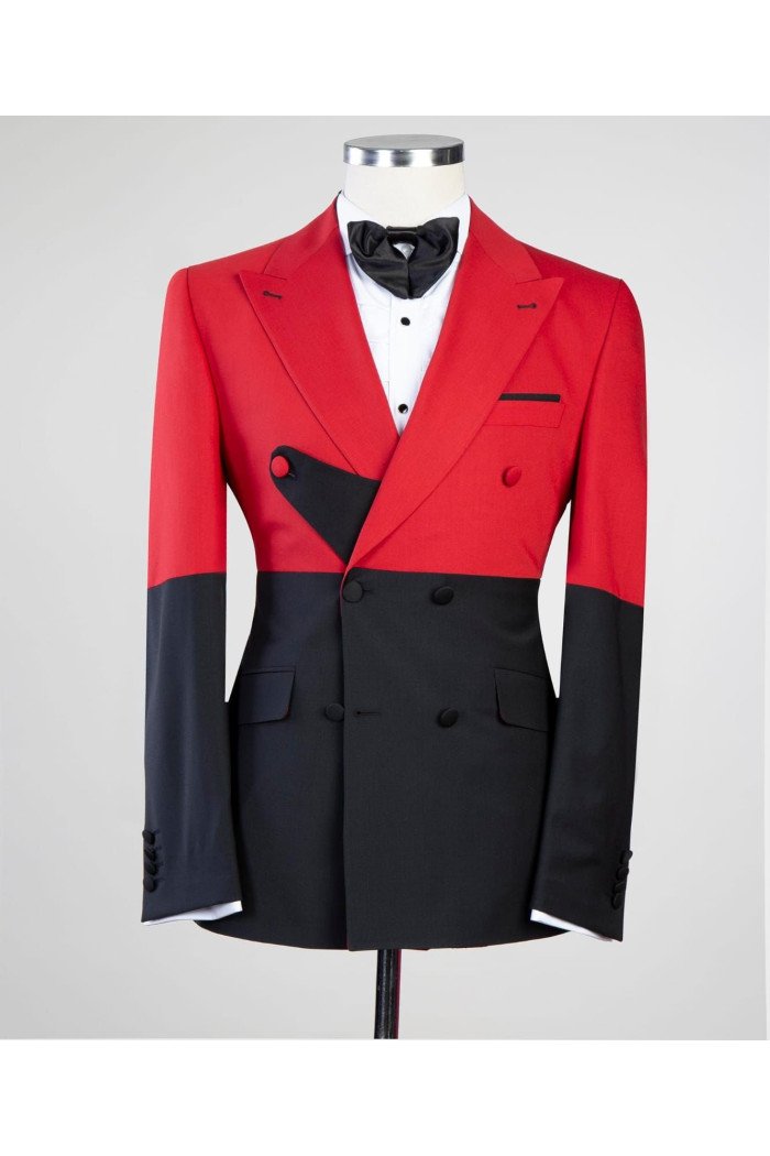 Red And Black Stylish Double Breasted Best Fitted Men Suits