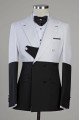 White and Black Splicing Peaked Collar New Arrival Best Fitted Men Suits