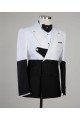 White and Black Splicing Peaked Collar New Arrival Best Fitted Men Suits