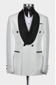 Elroy White 2-Pieces Double Breasted Wedding Men Suits With Black Shawl Lapel