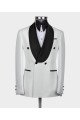 Elroy White 2-Pieces Double Breasted Wedding Men Suits With Black Shawl Lapel