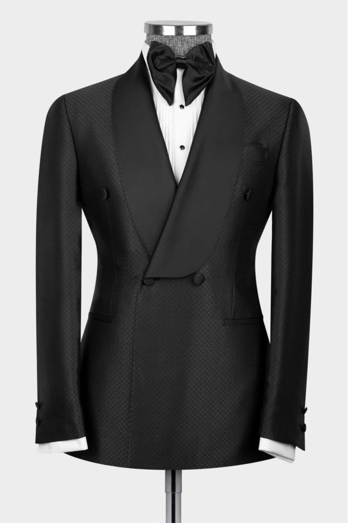 Donald Stylish Black Shawl Lapel Doule Breasted 2-Pieces Men Suits