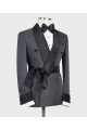 Trendy Design Dark Grey Double Breasted Shawl Lapel Best Fitted Men Suits