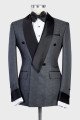 Trendy Design Dark Grey Double Breasted Shawl Lapel Best Fitted Men Suits