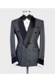 Trendy Design Dark Grey Double Breasted Shawl Lapel Best Fitted Men Suits