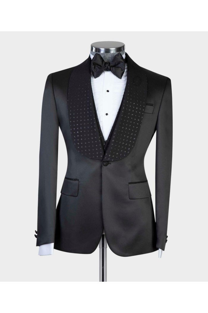 Bradford Black 2-Pieces Shawl Lapel Bespoke Wedding Men Suits