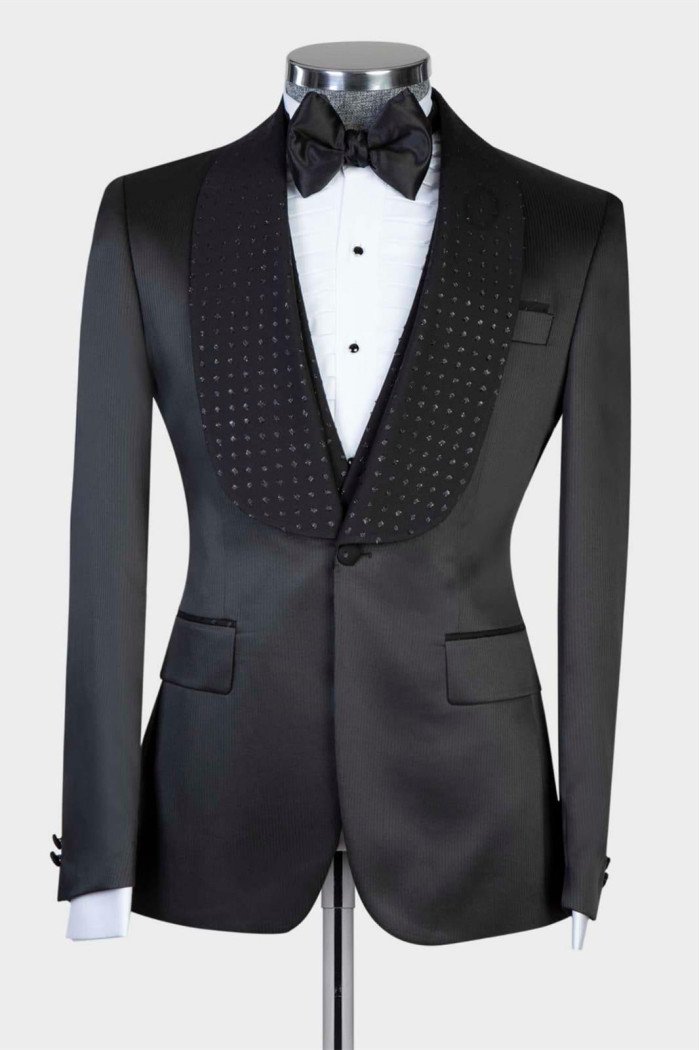 Bradford Black 2-Pieces Shawl Lapel Bespoke Wedding Men Suits