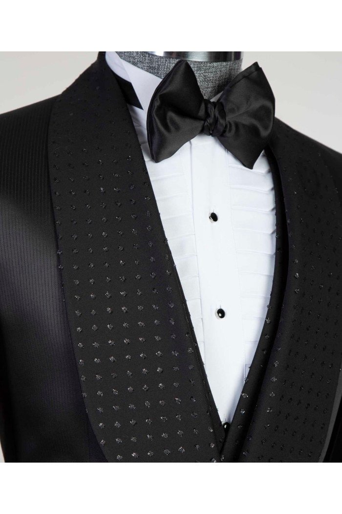 Bradford Black 2-Pieces Shawl Lapel Bespoke Wedding Men Suits