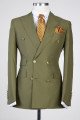 Edward Olive Green Peaked Collar Double Breasted Best Fitted Prom Suits