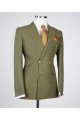 Edward Olive Green Peaked Collar Double Breasted Best Fitted Prom Suits