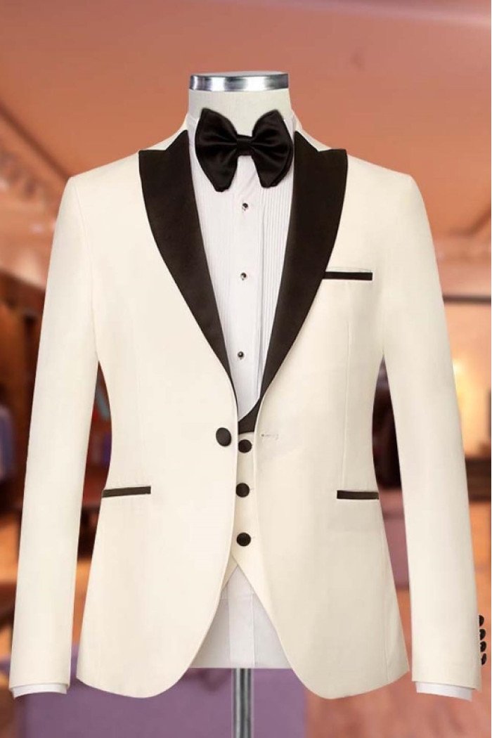 Asa Wonderful Off White Peaked Lapel Three Pieces Prom Suits