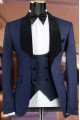 Atwood Classical Dark Navy Shawl Lapel Three Pieces Prom Suits