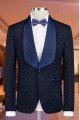 Augustine Fancy Black Jacquard Shawl Lapel Three Pieces Wedding Suits
