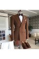 Barlow Chic Coffee Peaked Lapel Double Breasted Prom Suits
