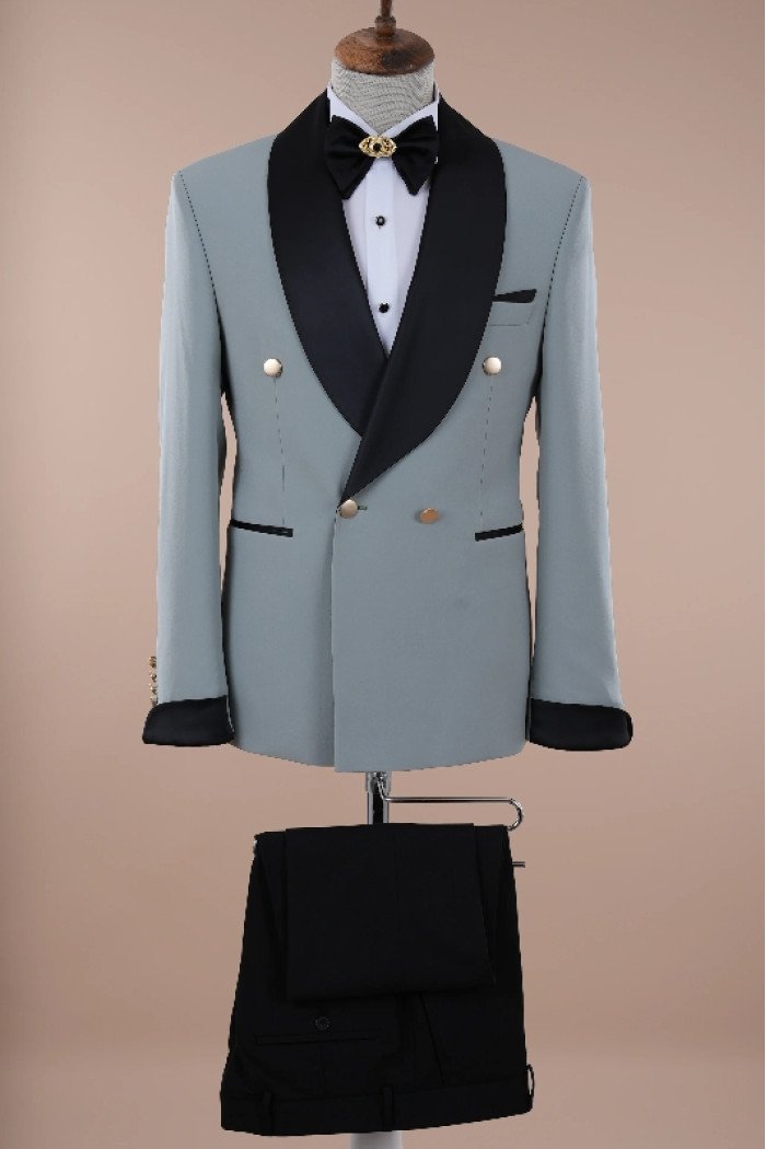 Barton Fancy Jade Shawl Lapel Double Breasted Wedding Suits