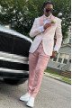 Mason Stylish Pink Shawl Lapel Jacquard 3-Pieces Prom Men Suit