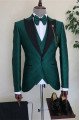 Aidan Dark Green 3-Pieces Jacquad Peaked Collar Men Suit
