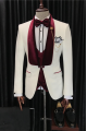 New Arrival White 3-Pieces Wedding Men Suit with Velvet Lapel