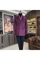 Donald Fashion Grape Peaked Lapel Double Breasted Velvet Prom Suits