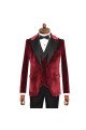 Edward Chic Burgundy Peaked Lapel Three Pieces Velvet Prom Suits