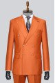Elijah Elegant Orange Peaked Lapel Double Breasted Prom Suits