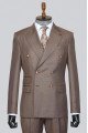 Elvis Handsome Coffee Peaked Lapel Double Breasted Prom Suits