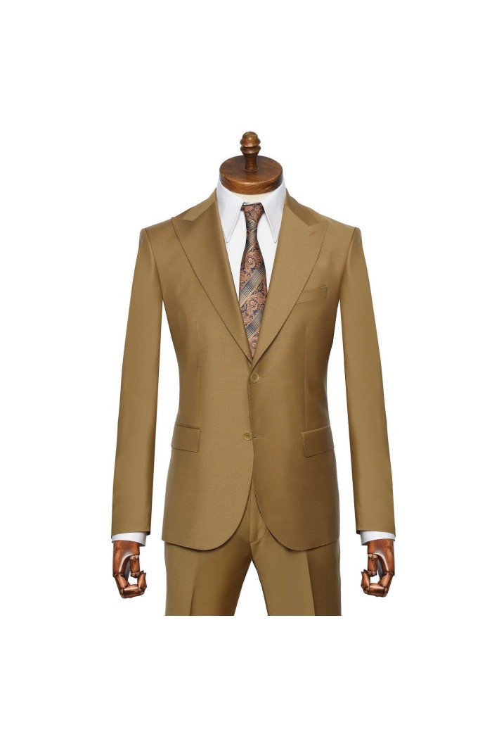 Ernest New Arrival Caramel Peaked Lapel Slim Fit Prom Suits