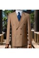 Ferdinand Charming Camel Peaked Lapel Double Breasted Prom Suits