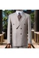 Fitch Formal Light Gray Peaked Lapel Double Breasted Prom Suits