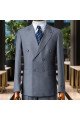Florian Formal Gray Peaked Lapel Double Breasted Business Suits