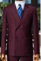 Ford Fancy Burgundy Peaked Lapel Double Breasted Prom Suits