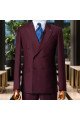 Ford Fancy Burgundy Peaked Lapel Double Breasted Prom Suits