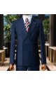Francis Simple Dark Navy Peaked Lapel Double Breasted Business Suits