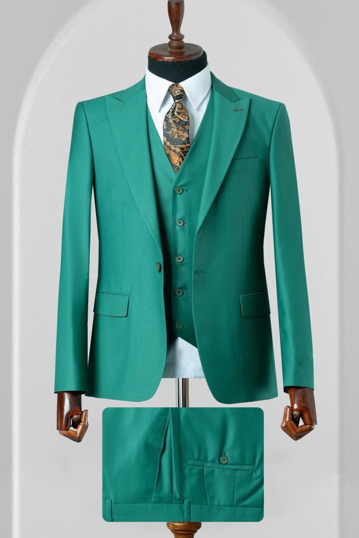 Gerard Chic Jade Peaked Lapel Three Pieces Business Suits