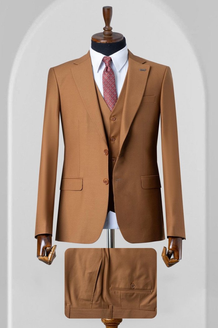 Ira Elegant Coffee Notched Lapel Three Pieces Prom Suits