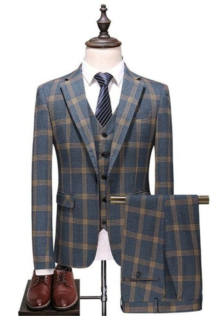 Cristofer Plaid Formal Business Fashion Notched Lapel Men Suits